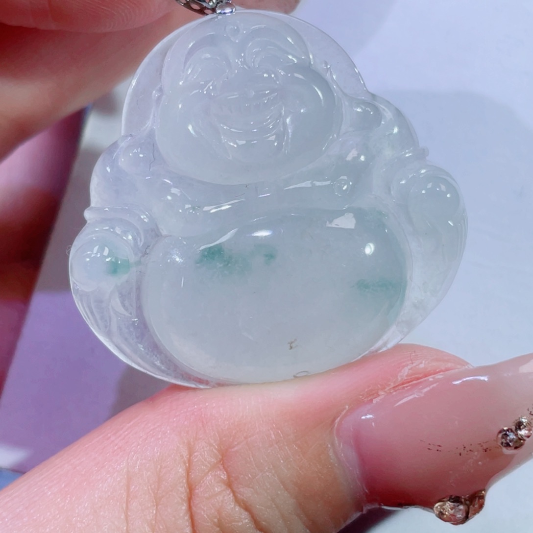 翡翠颈饰18K金镶嵌佛公