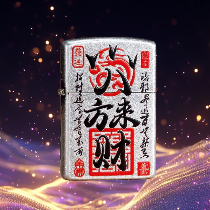 古银滚花八方来财双面防风打火机送男友礼物