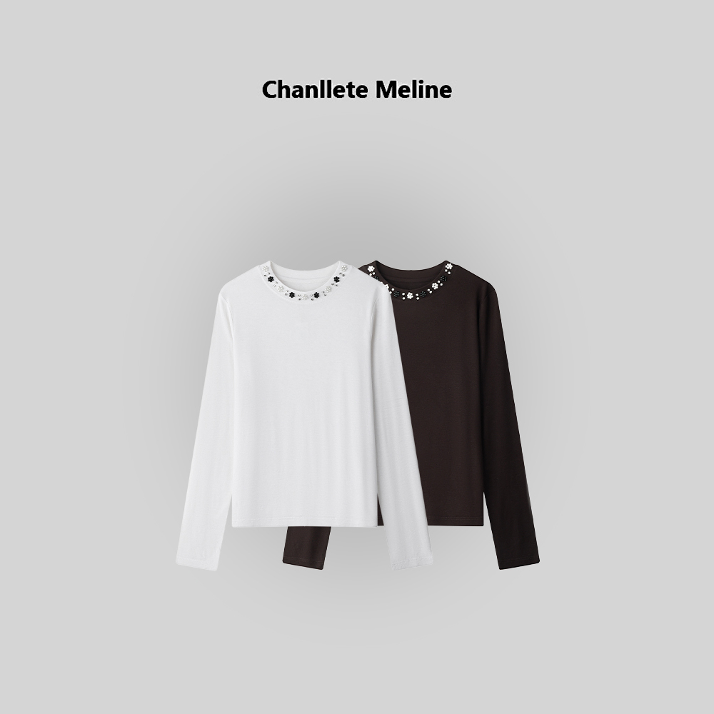 【Chanllete Meline】设计感圆领打底衫山羊绒气质针织衫QA3989