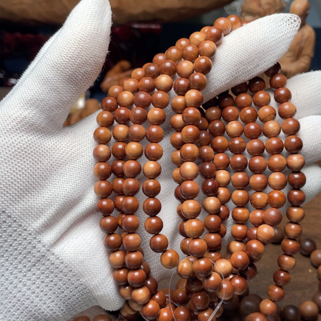 檀香木手串/手链司****e老山檀红肉横纹沉水07多圈*2