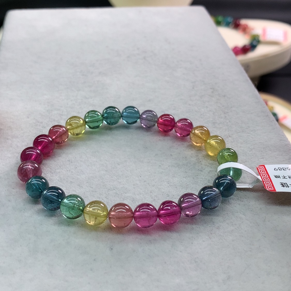 【闪购商品】碧玺手链未镶嵌碧玺荧光色标单圈7.2