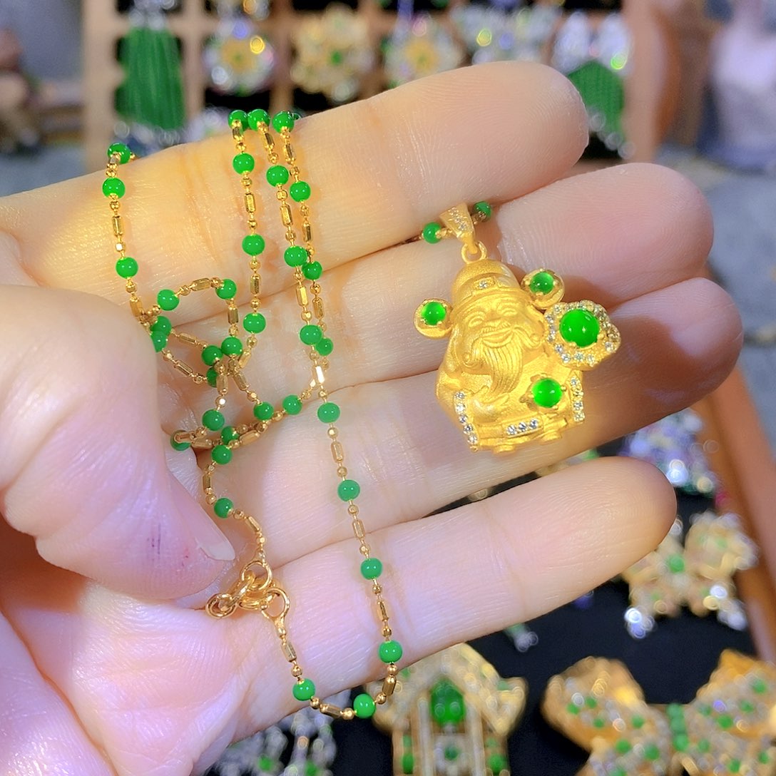 吊坠(不含链)银S925镶嵌翡翠