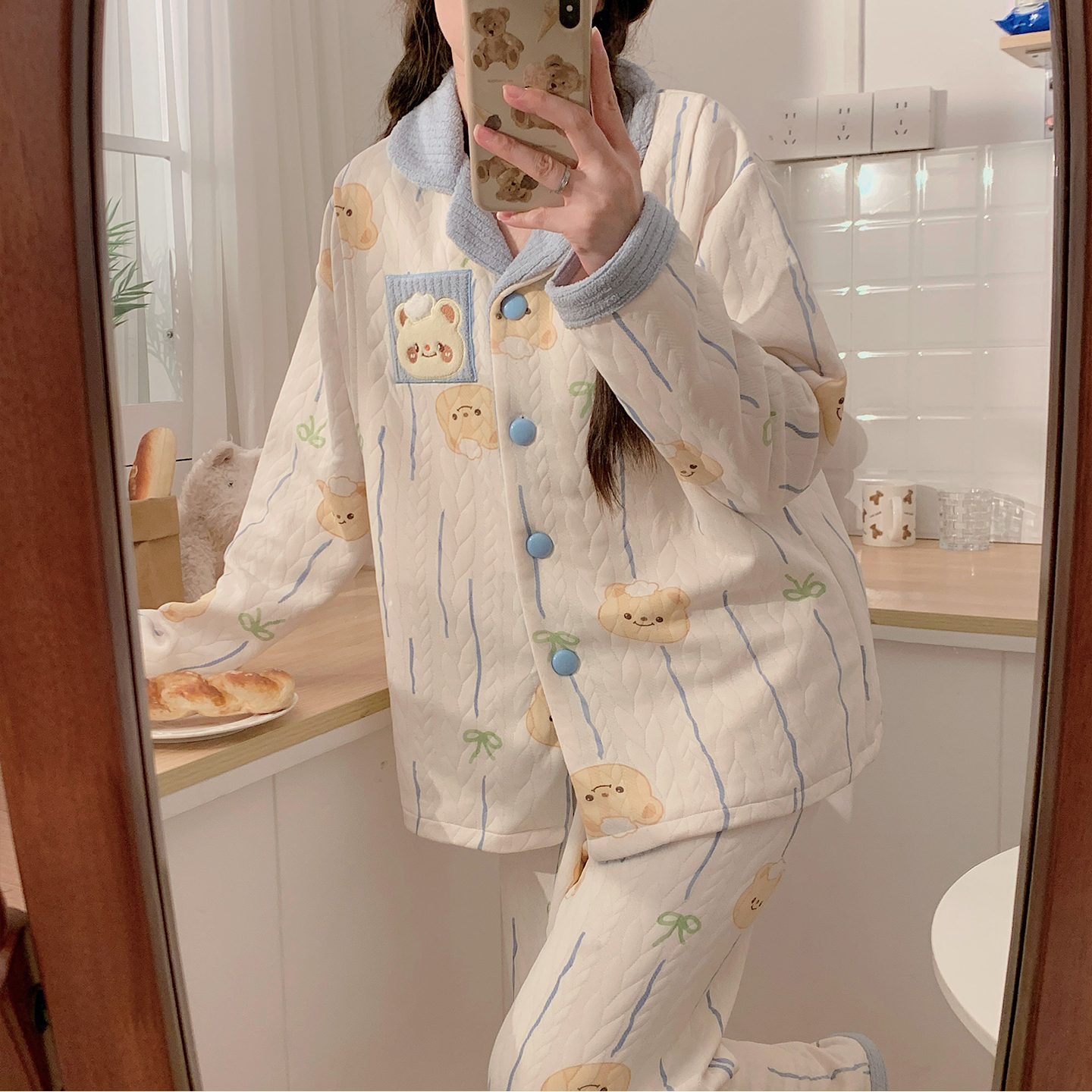 空气棉秋冬孕产妇哺乳保暖家居服套装月子服长袖孕妇睡衣加厚喂奶