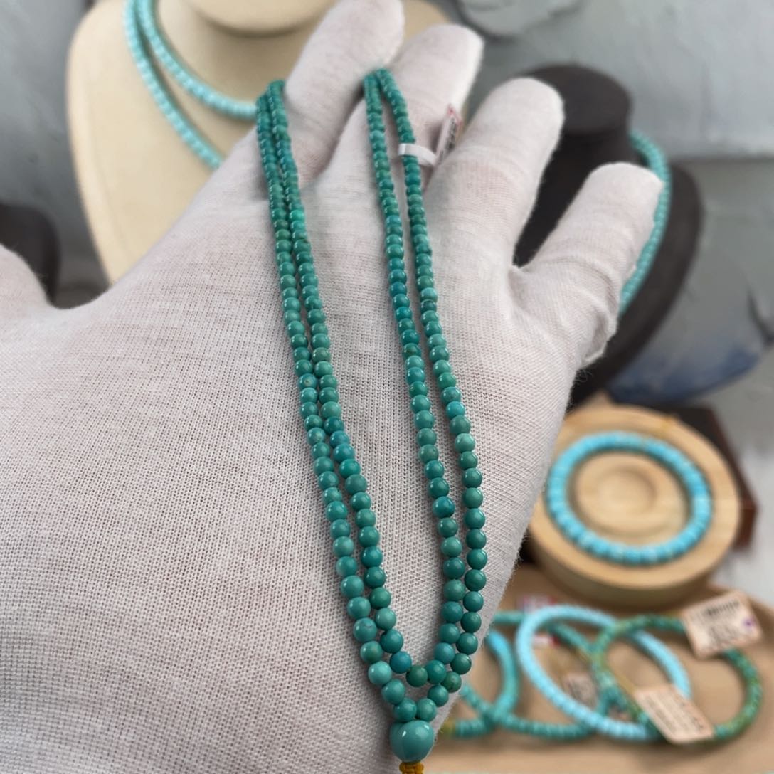 绿松石手链未镶嵌精品玉化小米链卡3.2