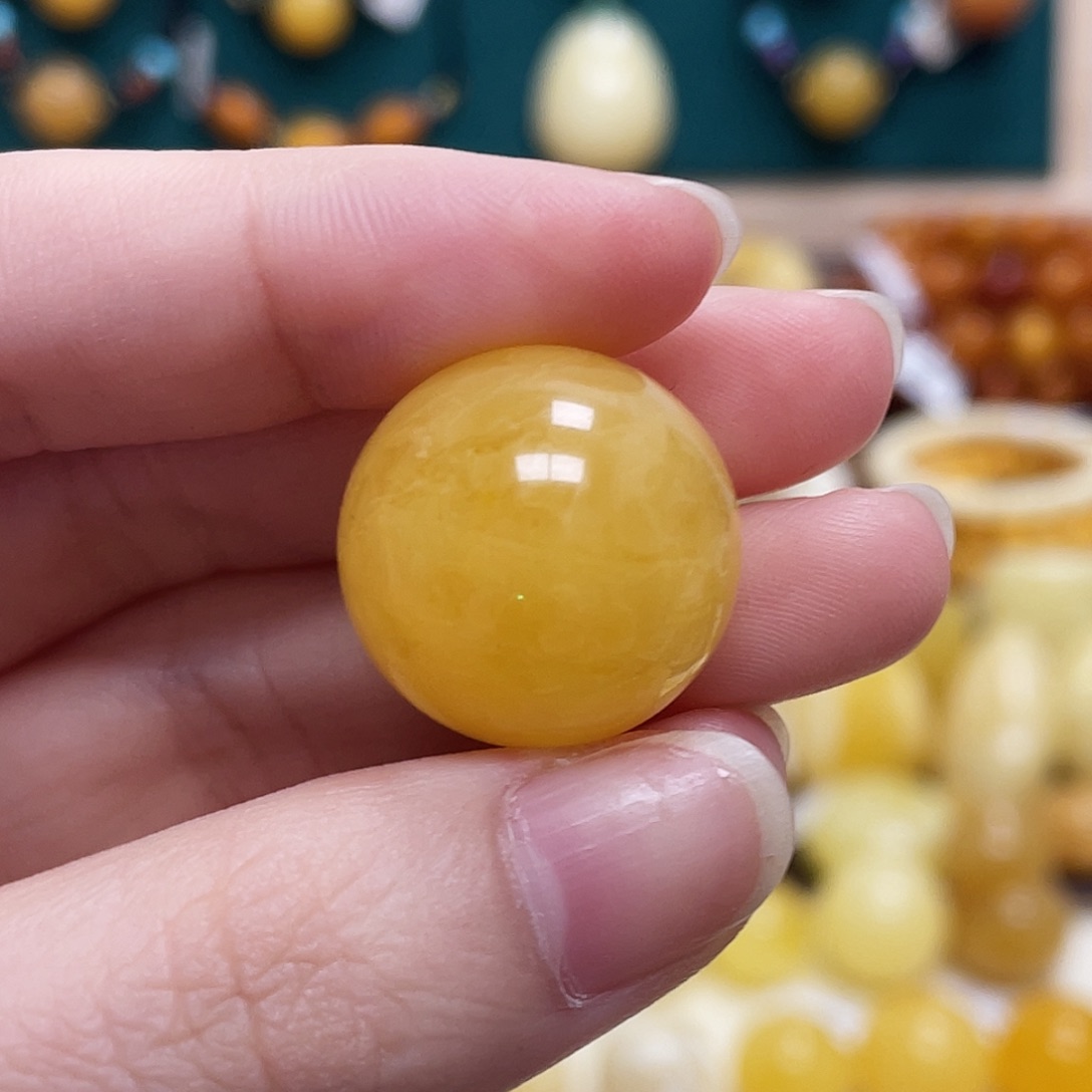 蜜蜡未镶嵌珠宝奇石20.9mm妖花圆珠 瑕