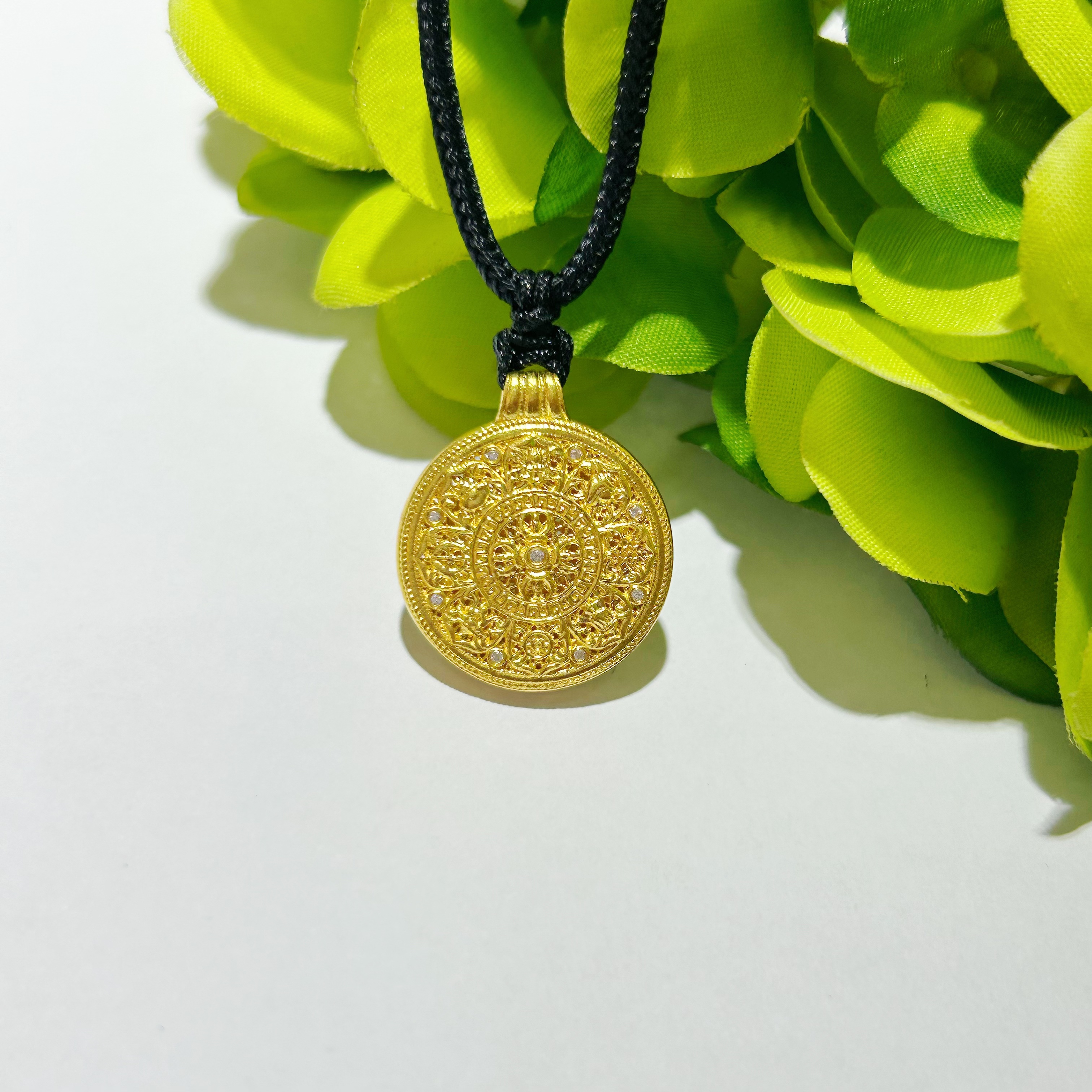 【富远黄金】足金古法镶石罗盘吊坠挂坠FYHD01011165