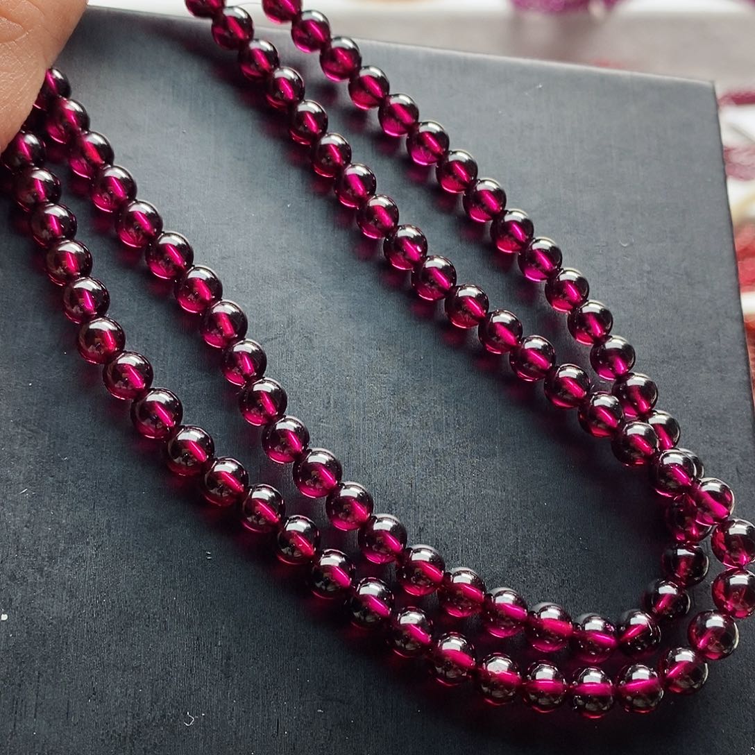 石榴石手链未镶嵌5.5mm天花板玫紫色