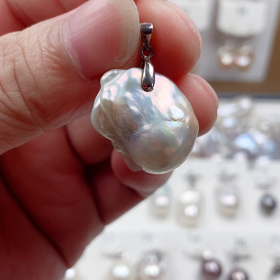 淡水珍珠银S925镶嵌颈饰