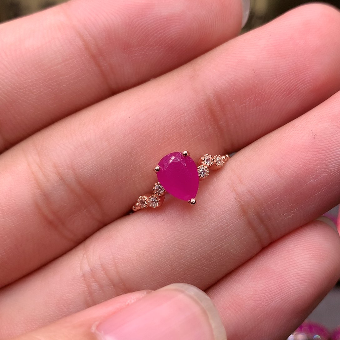 红宝石戒指银S925镶嵌