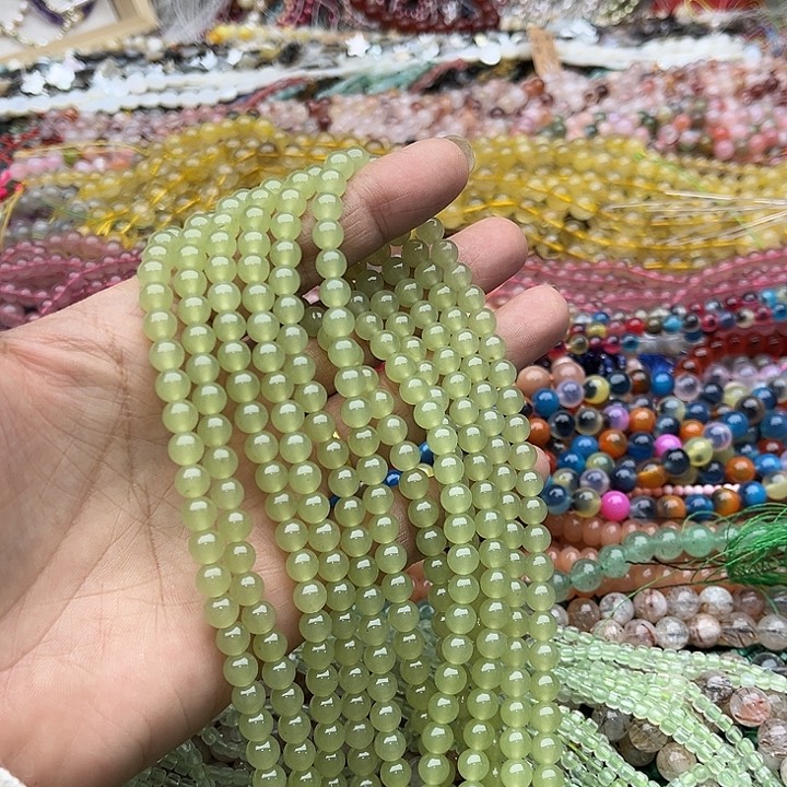 玛瑙/玉髓珠宝半成品未镶嵌一条6mm晴水和田