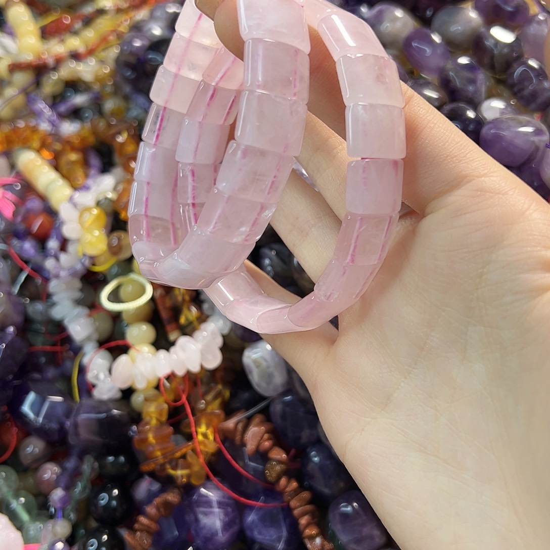 玛瑙/玉髓未镶嵌珠宝半成品粉水手串一串