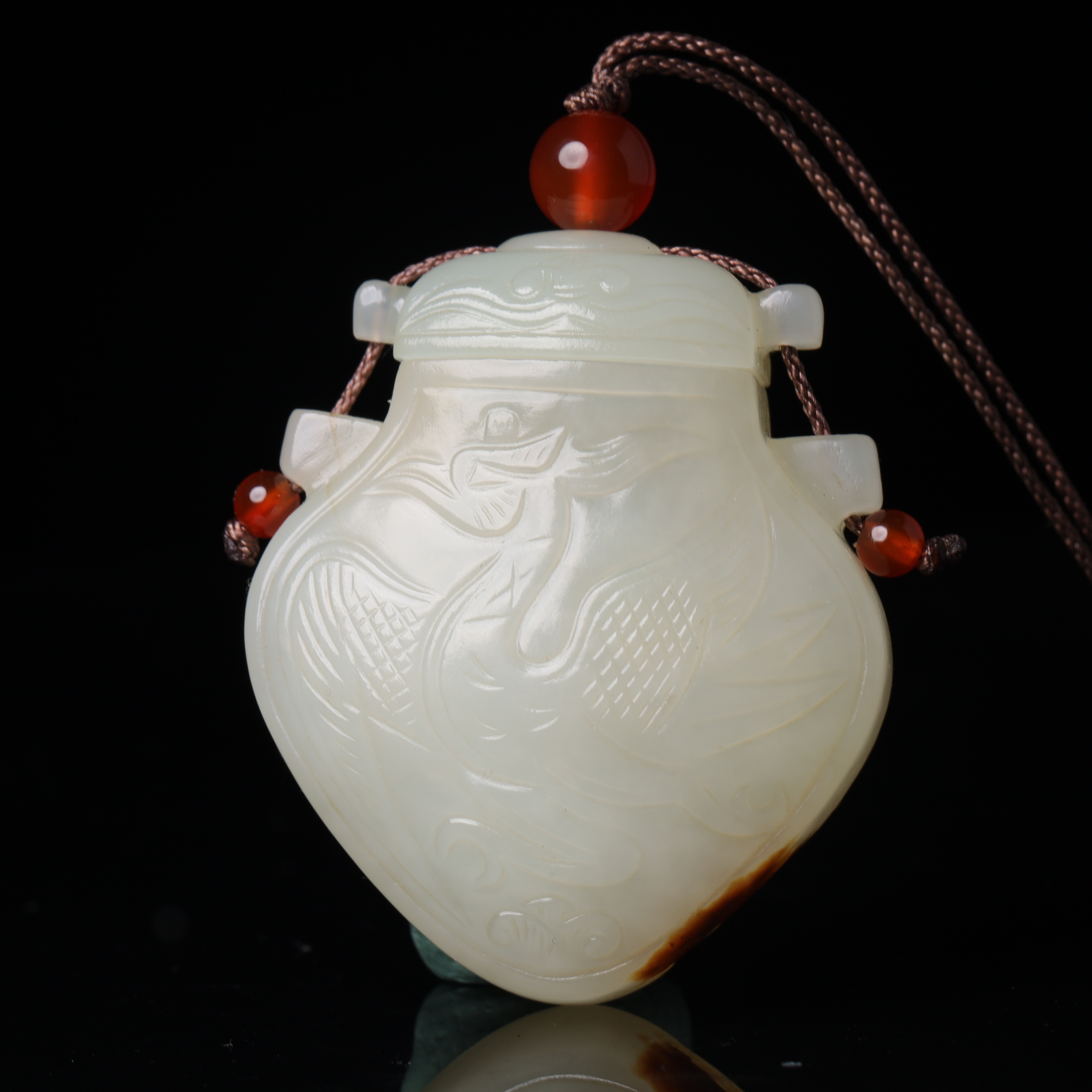 1844明代和田玉凤鸟香囊2120