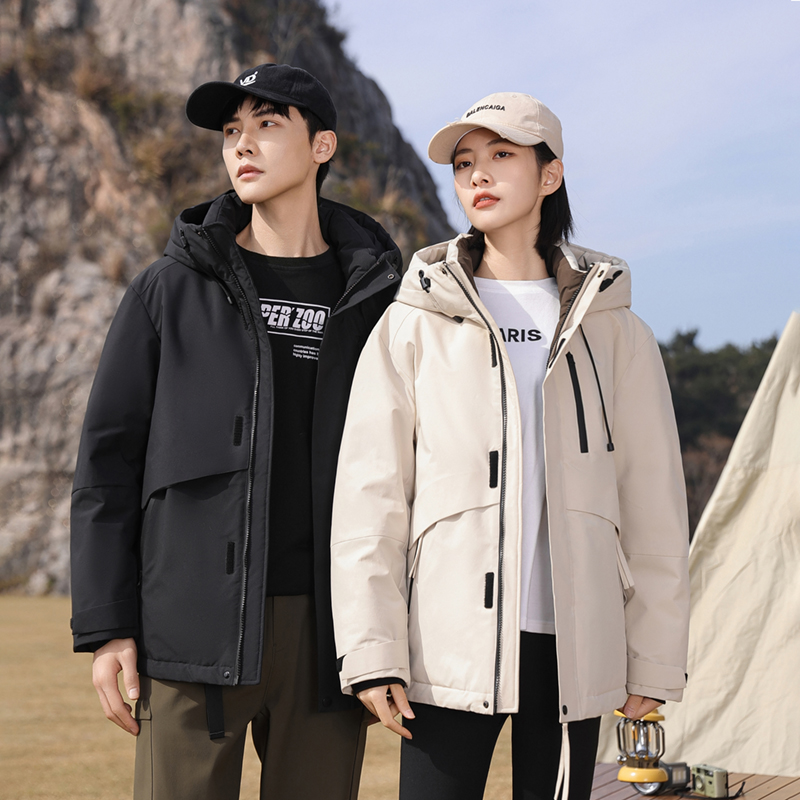 YAYA/鸭鸭男女同款短款鸭绒保暖连帽外套YE3B732607P