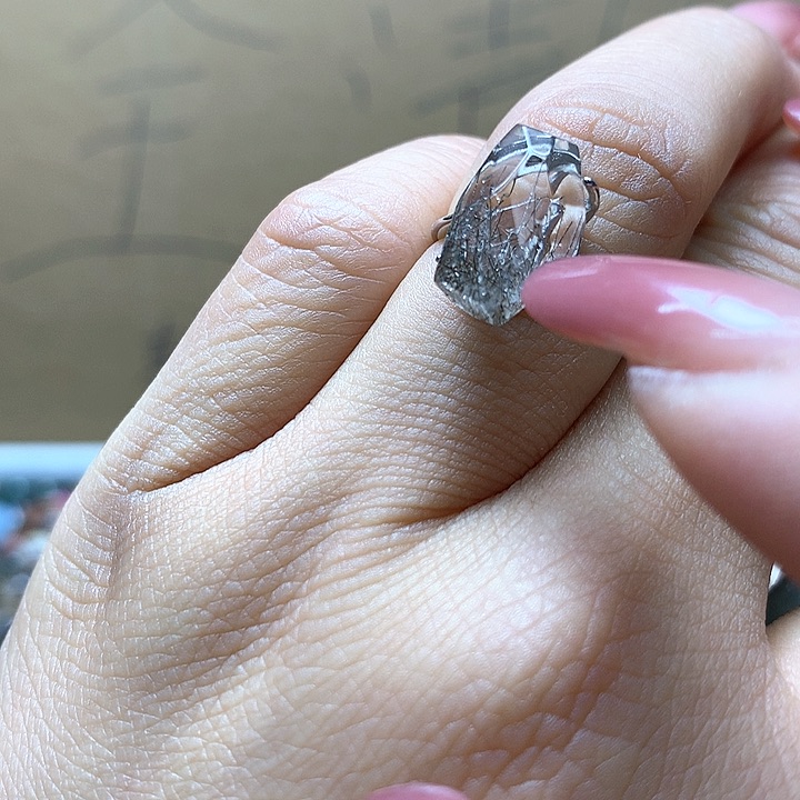 水晶水晶戒指银S925镶嵌