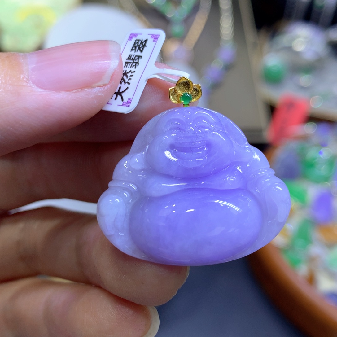 【闪购商品】翡翠颈饰18K金镶嵌翡翠吊坠项链