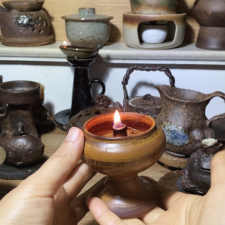 用****1景德镇叶里手作油灯孤品