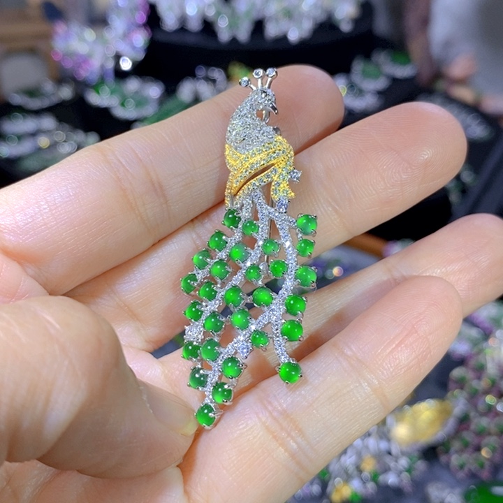 翡翠戒指银S925镶嵌天然翡翠