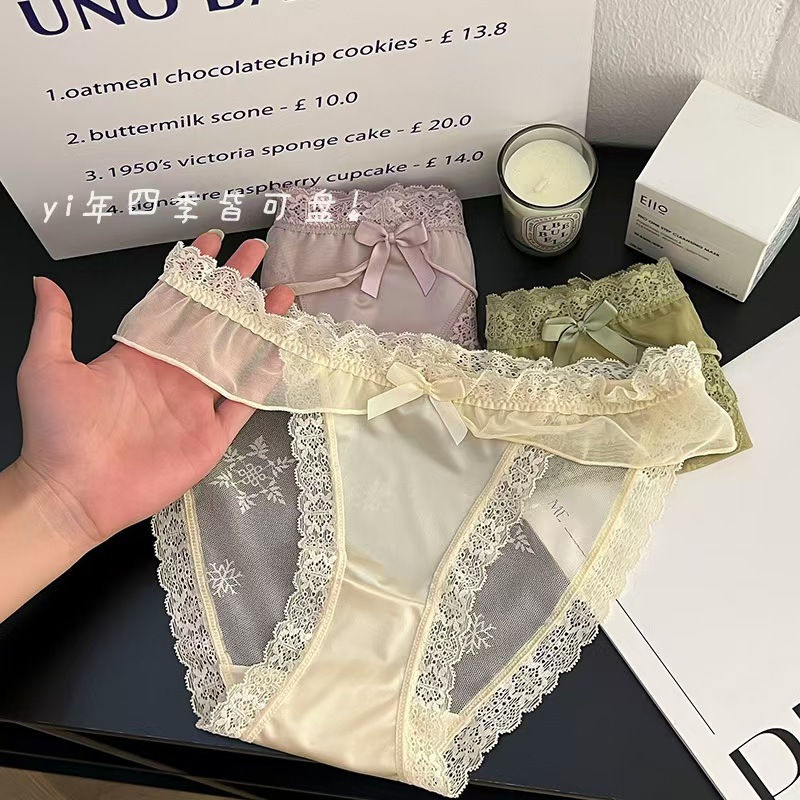 纯欲蕾丝内裤女日系甜美超薄性感网纱舒适透气少女三角短裤