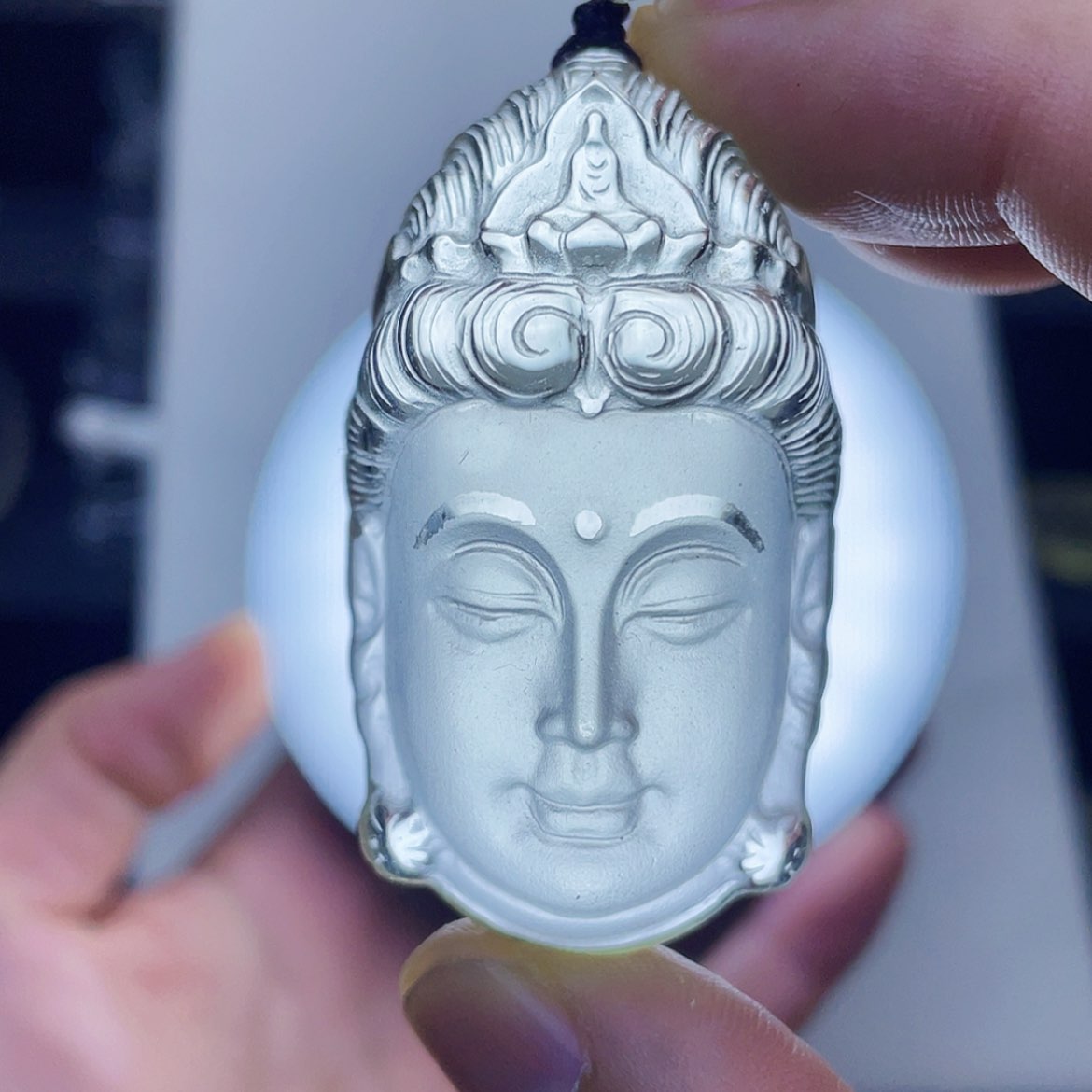 【闪购商品】水晶颈饰未镶嵌黄水晶立体精雕观音佛首吊坠