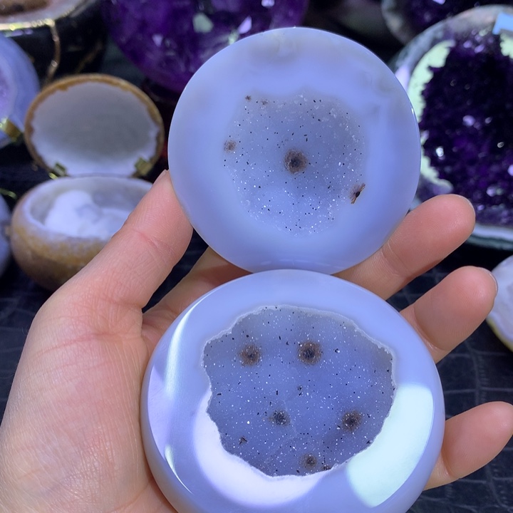 水晶全抛蓝晶盆未镶嵌