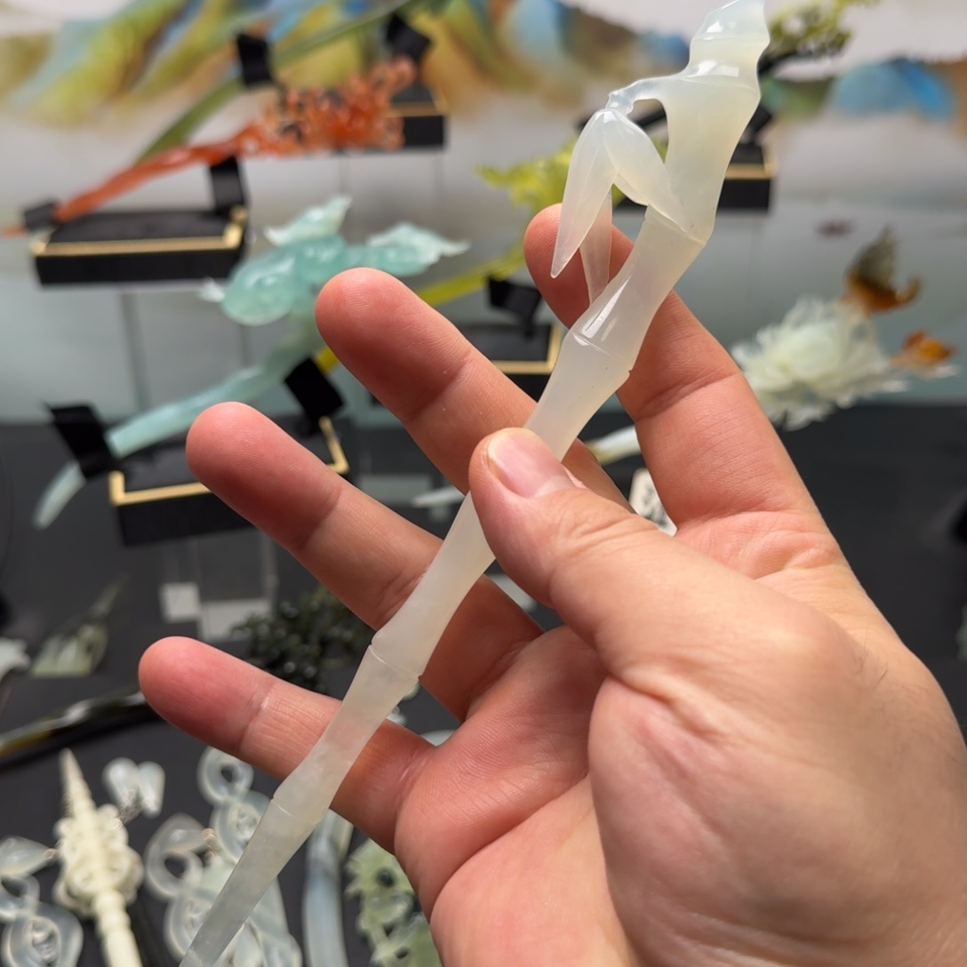 岫玉发饰未镶嵌明君玉簪就是好看