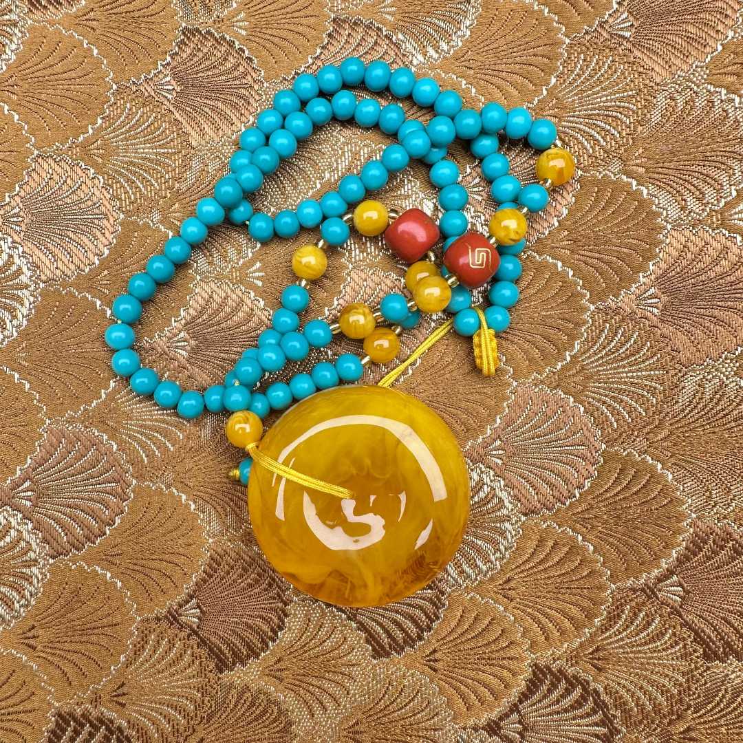 非金属吊坠 【 炎轩文趣斋】平安扣黄色挂坠