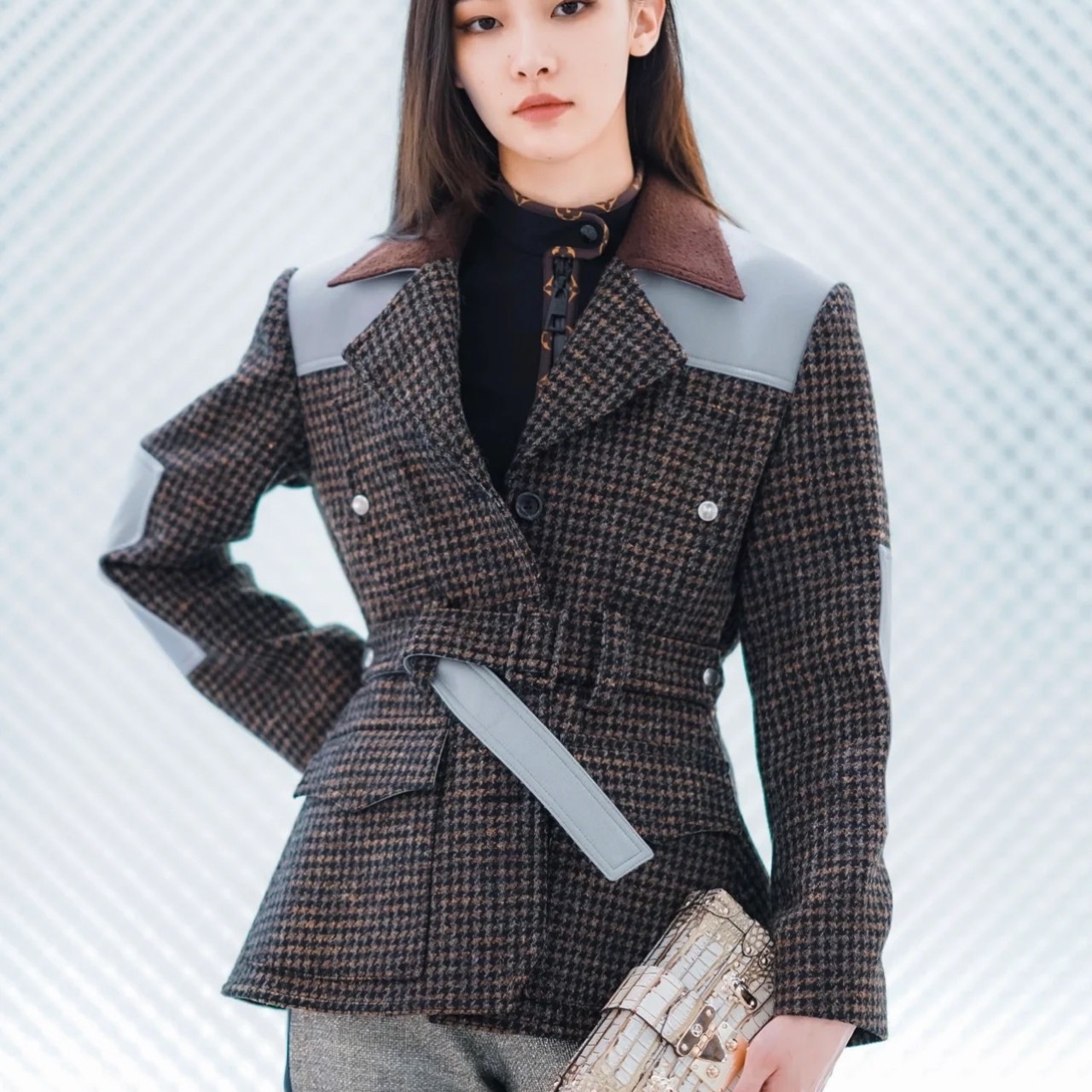 99新 LouisVuitton/路易威登 (zzd)千鸟格纹翻领西装夹克bc006126