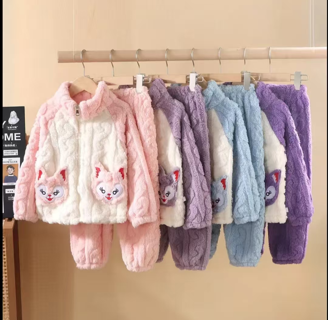 【思晨家】冬季儿童睡衣新款男女宝宝家居服珊瑚绒保暖套装