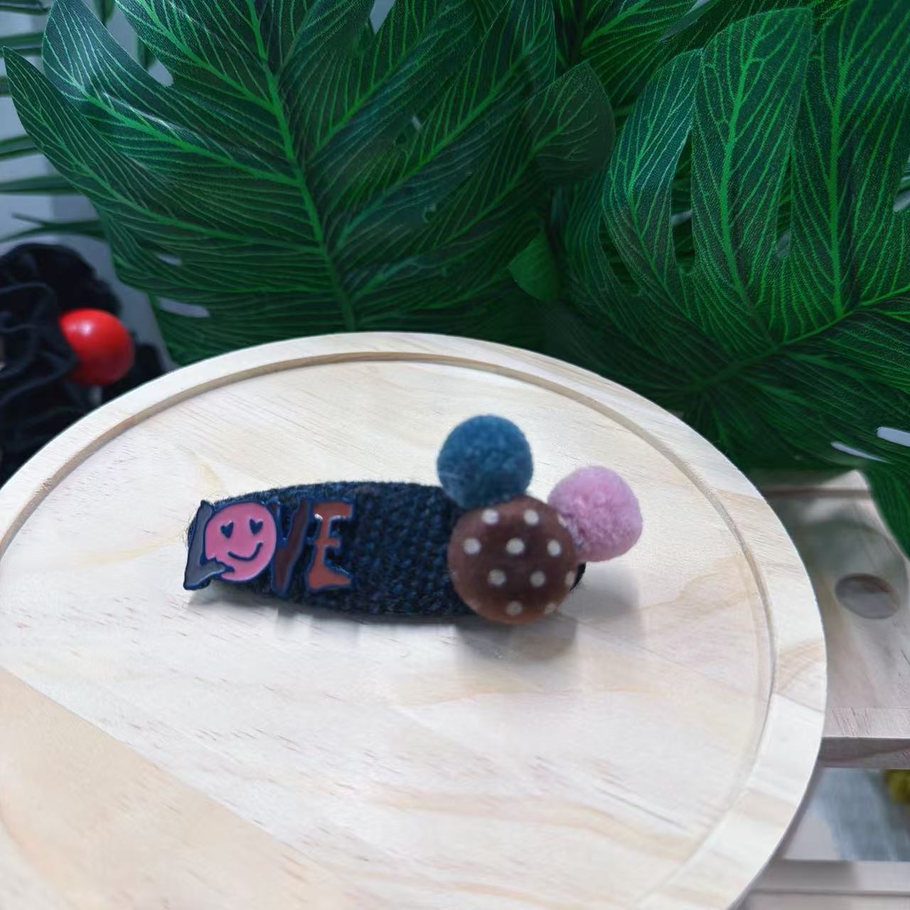 咖色点点米奇发夹边夹侧边发卡女可爱复古百搭头饰碎发刘海夹