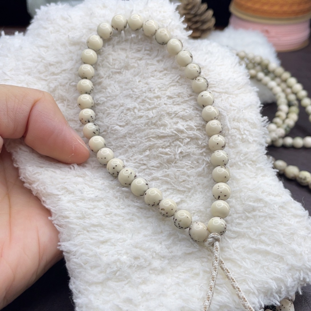 星月菩提手串T*m卡7带月大留白小细星圆珠手持