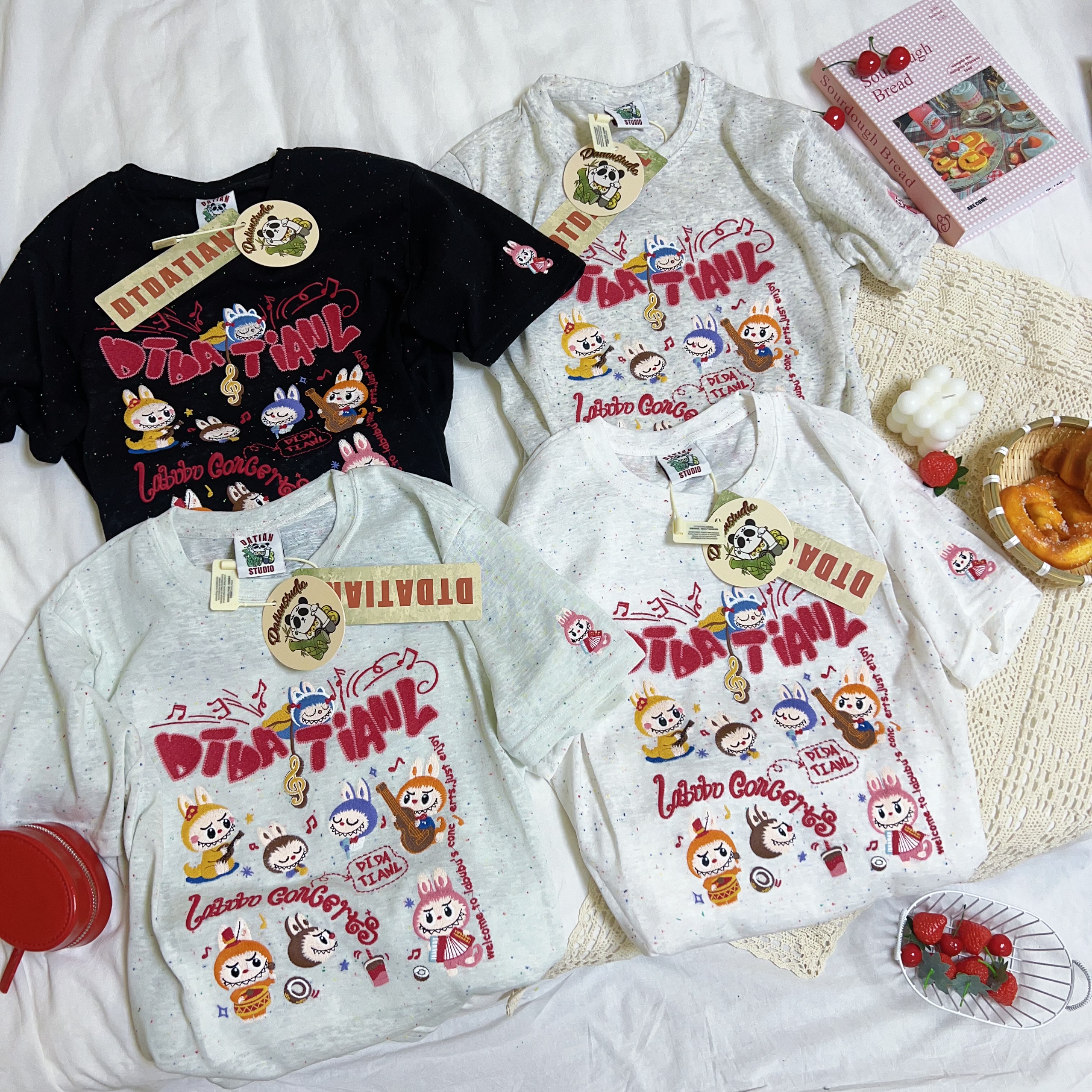 DT家夏季新款彩纱雪花棉音符拉布布短袖-R10