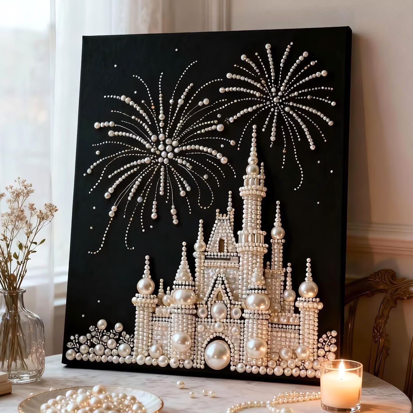 珍珠画diy钻石手工自粘画财神高颜值贴画客厅装饰画送朋友