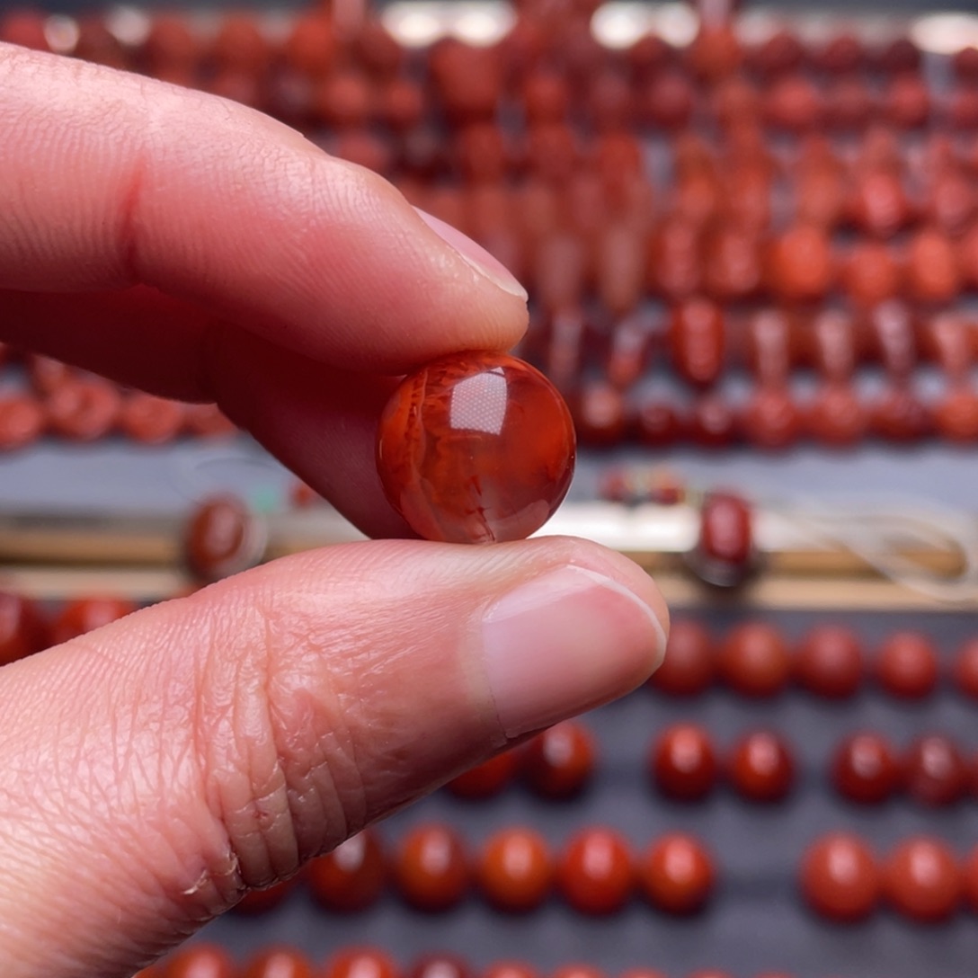 大***帅南红玛瑙未镶嵌其他W12➕瓦西玫红带火焰圆珠