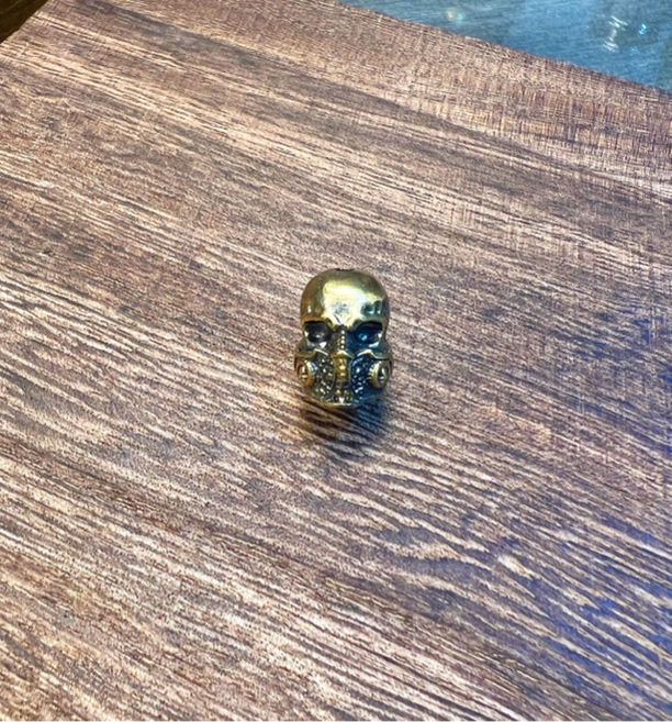 【天青黄金】24K金足金999文玩黄金配饰电黑不言骷髅尸陀林背云侧挂