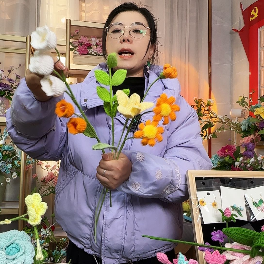 纯手工钩织钩织花束