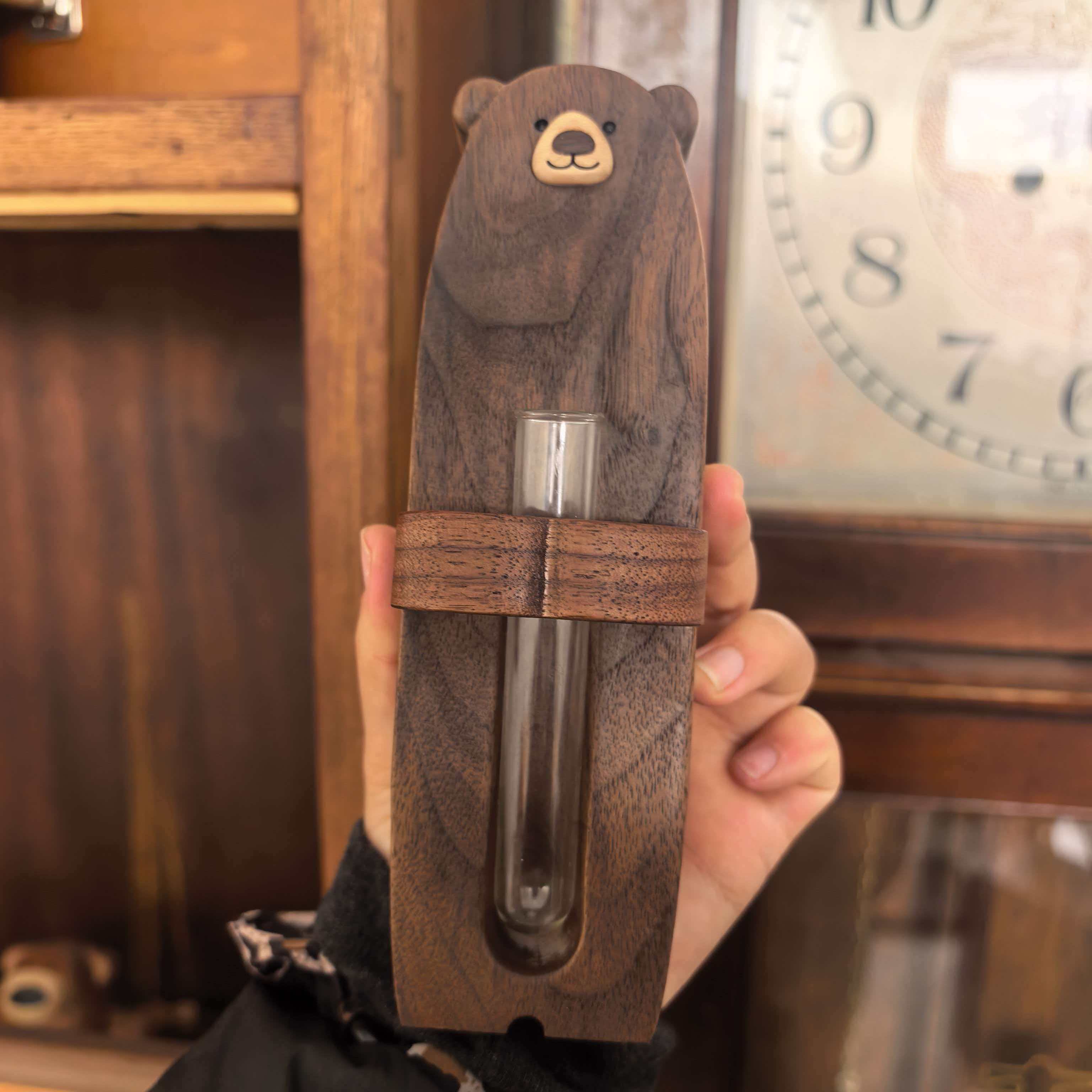 熊熊宝贝插花器冰箱贴 水培花架子 桌面摆件