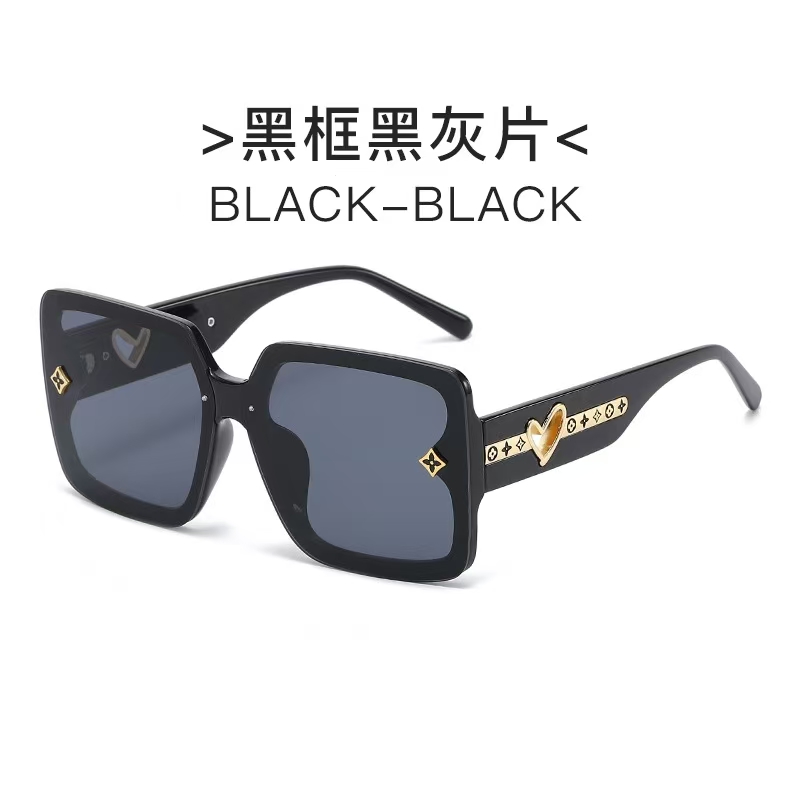 欧美经典爱心镂空四叶草方框眼镜