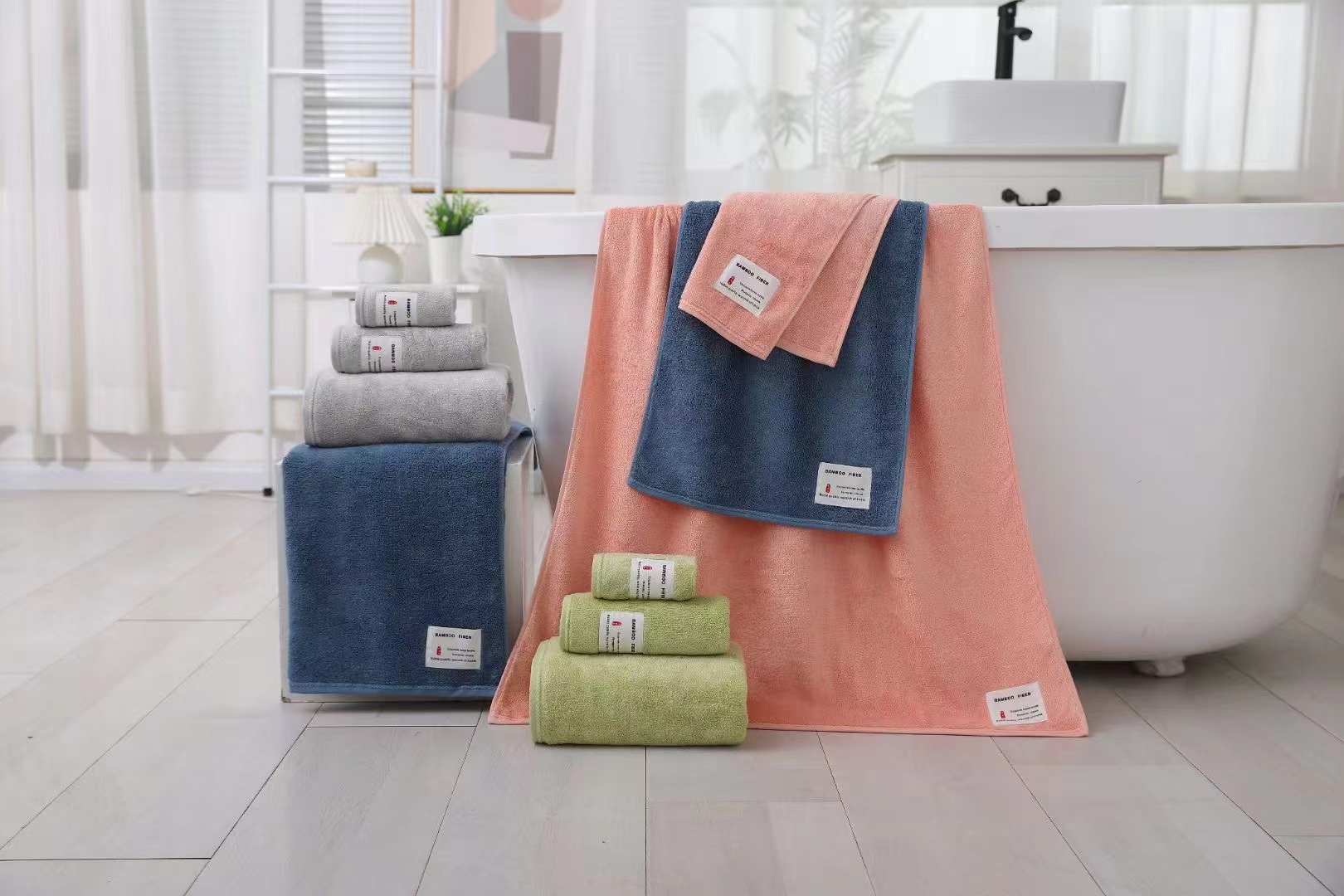 高级竹纤维素色洗脸洗澡毛巾浴巾不掉毛不掉色抗菌吸水柔软浴室