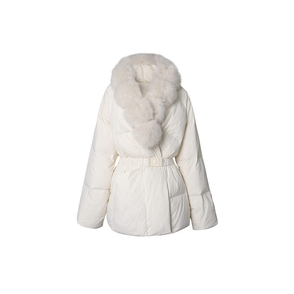 女神范保暖时尚大毛领白鸭绒羽绒服冬季加厚鸭绒外套61110