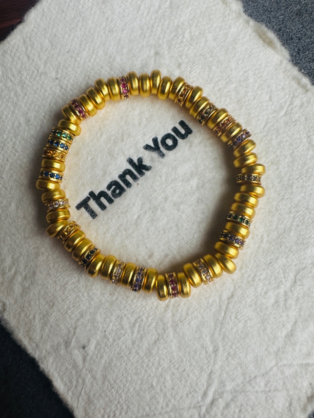 铜合金锆石手链 新中式国潮风鎏金盘缠直切隔珠点钻转运珠手链