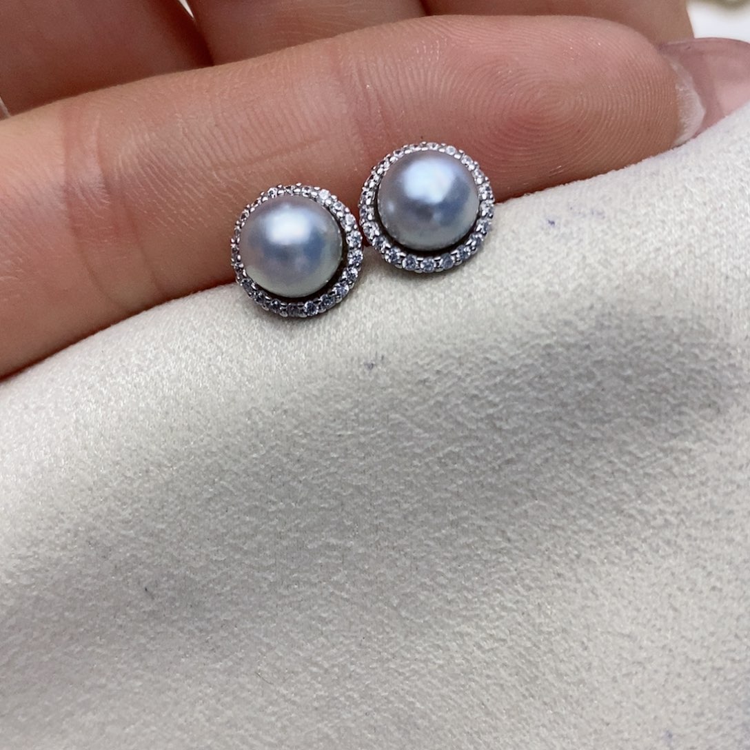 【闪购商品】海水珍珠耳饰银S925镶嵌