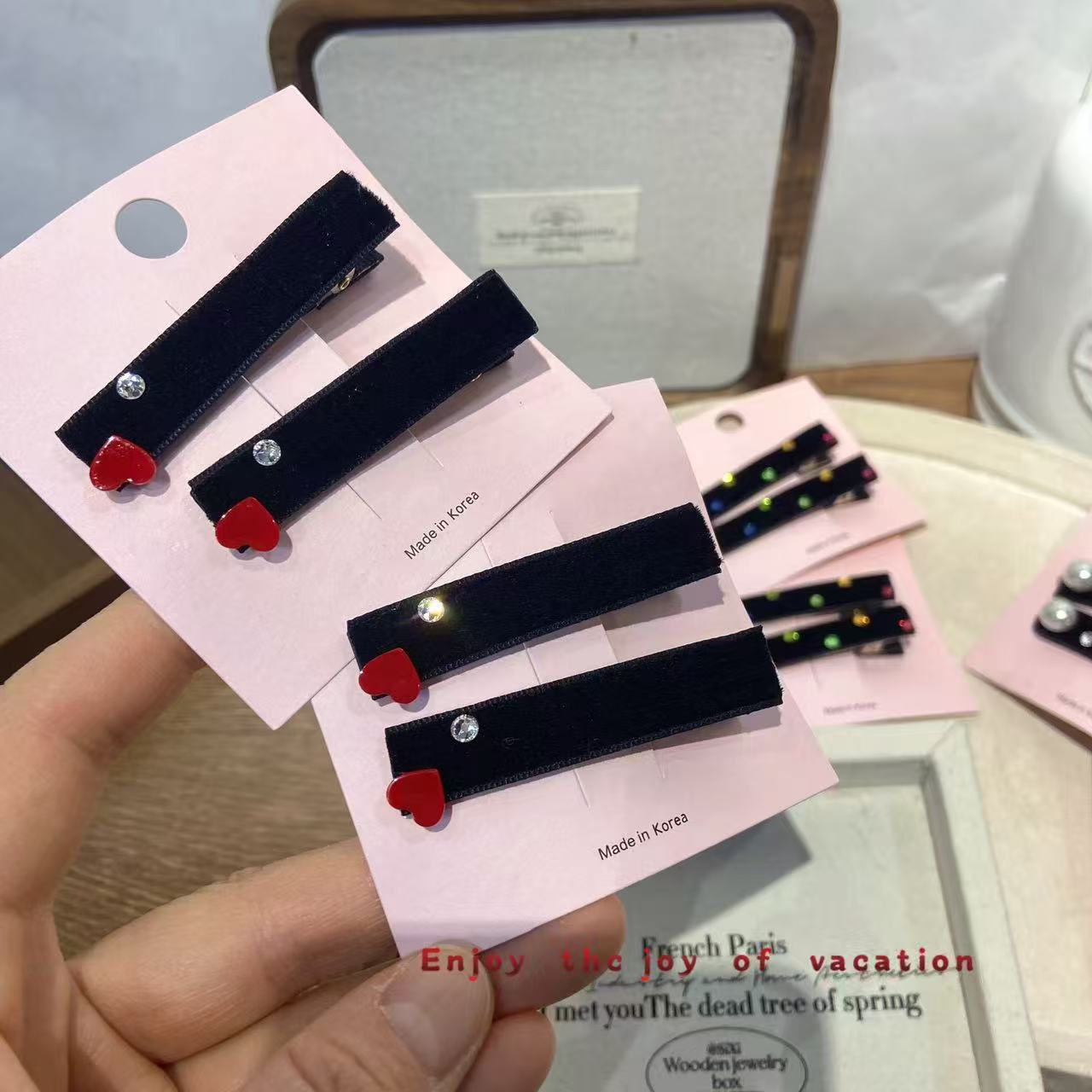 抓夹休闲风少女风森系边夹女发夹发卡夹子红色黑色