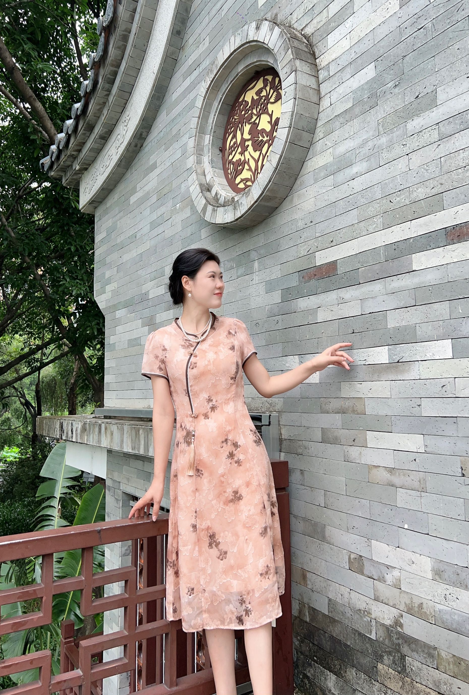 天兰TIANLAN天兰 夏季新品轻职风优雅修身旗袍裙D325872中国风