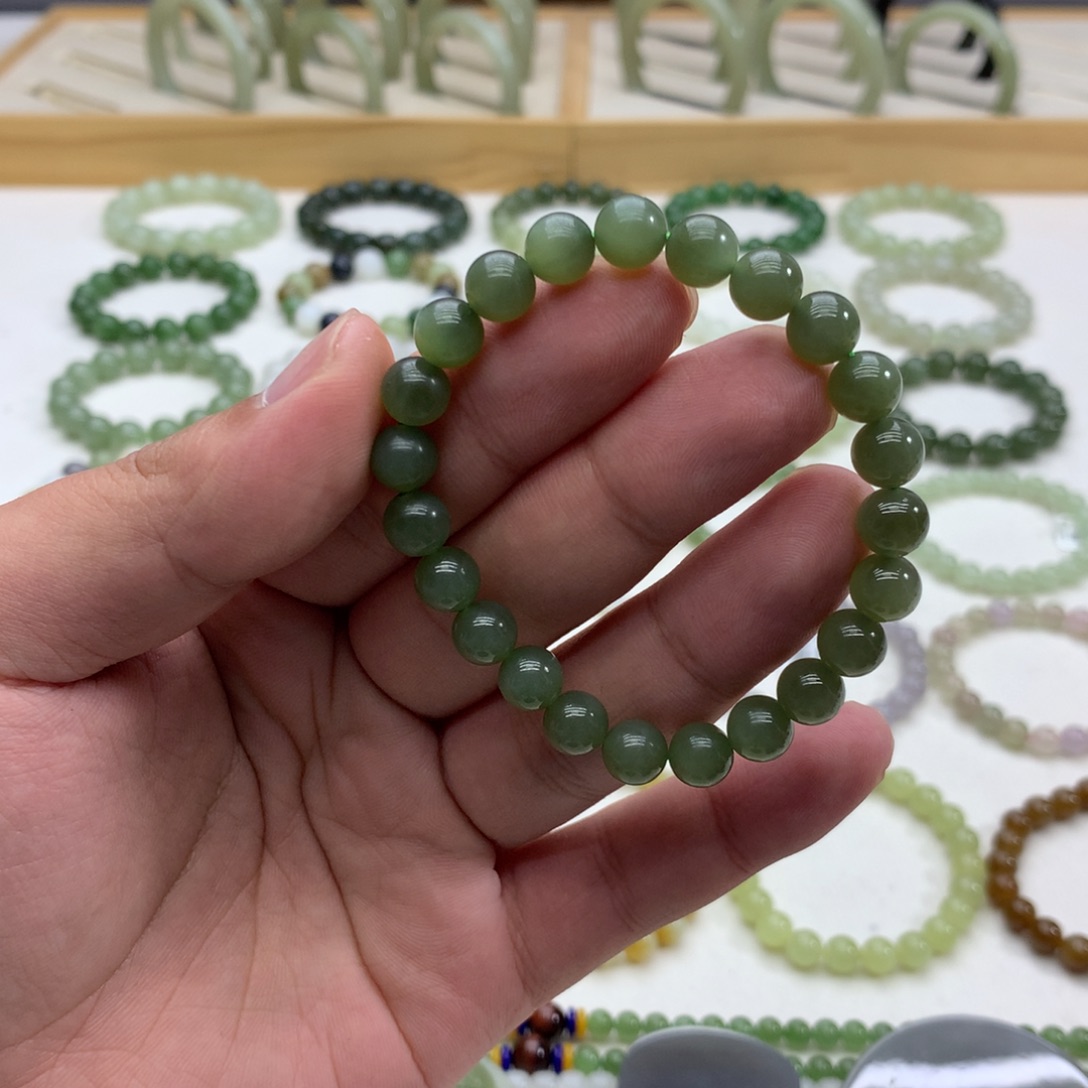 和田玉手串（碧玉7.8）未镶嵌