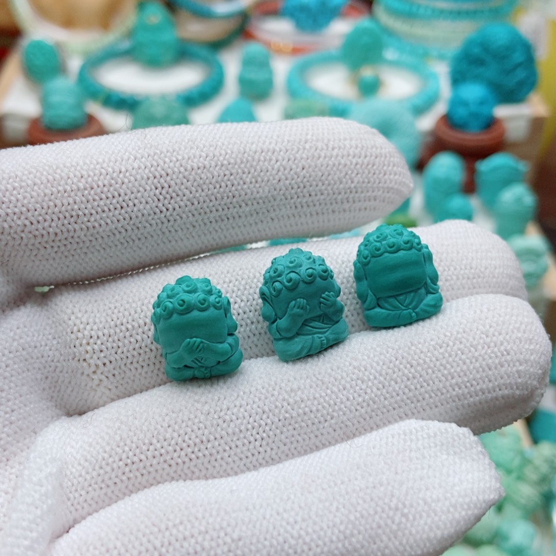 绿松石未镶嵌三不佛