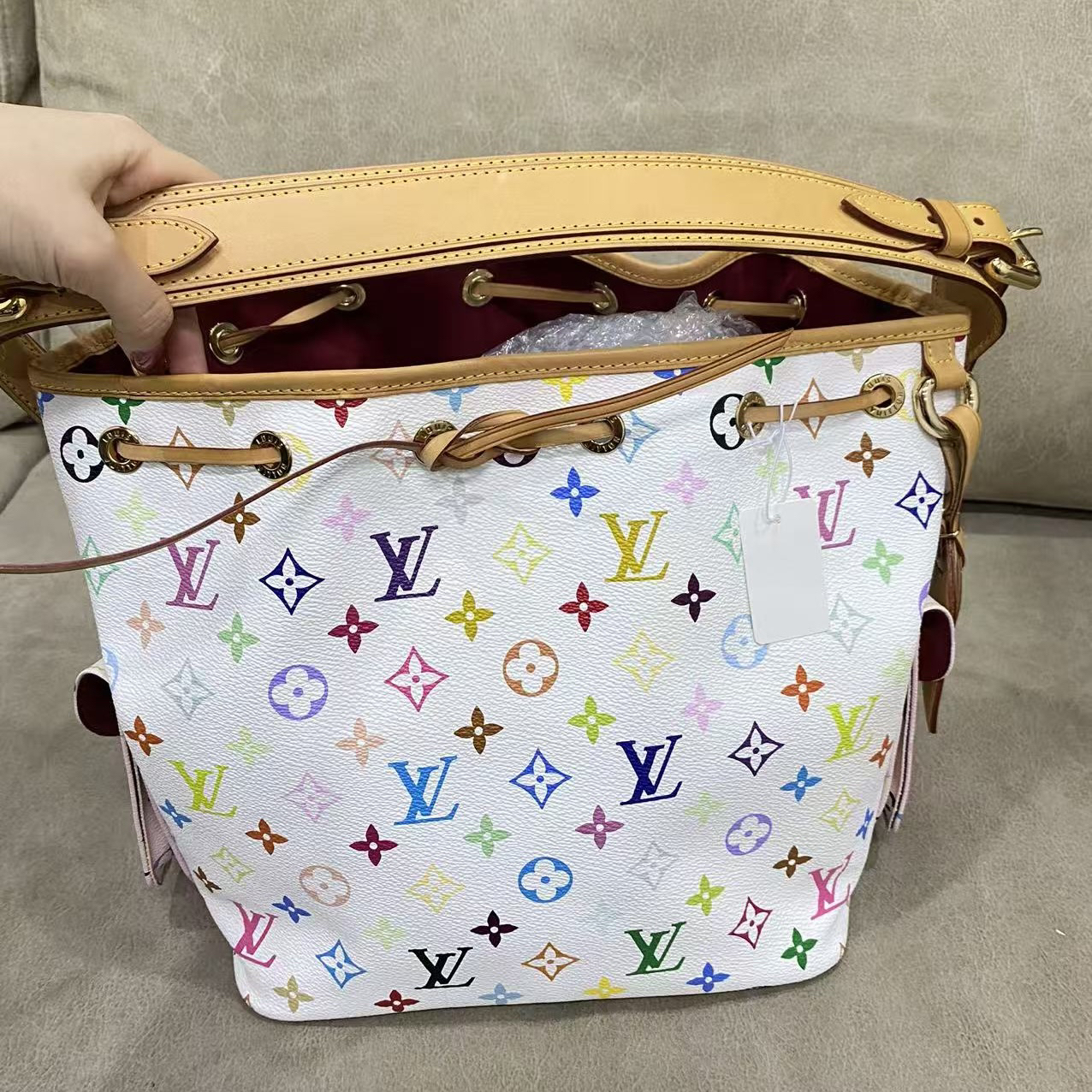 95新 LouisVuitton/路易威登 LRS/白三彩水桶单肩包/2151