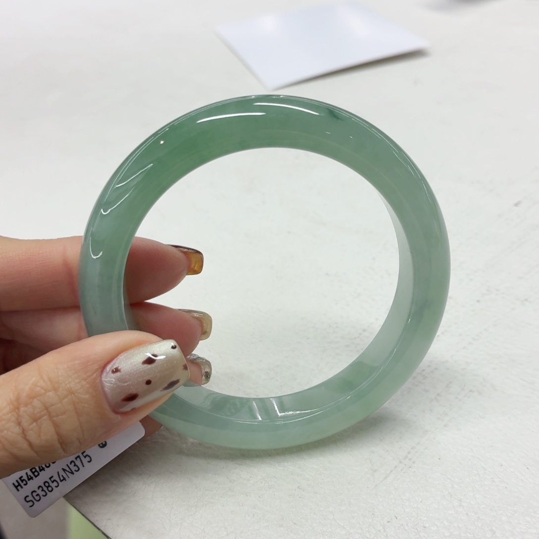 翡翠未镶嵌手镯56.7冰胶海蓝之谜