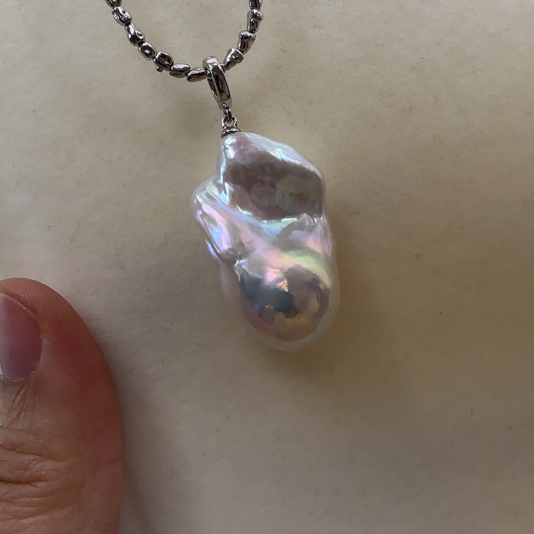 淡水珍珠吊坠(不含链)银S925镶嵌