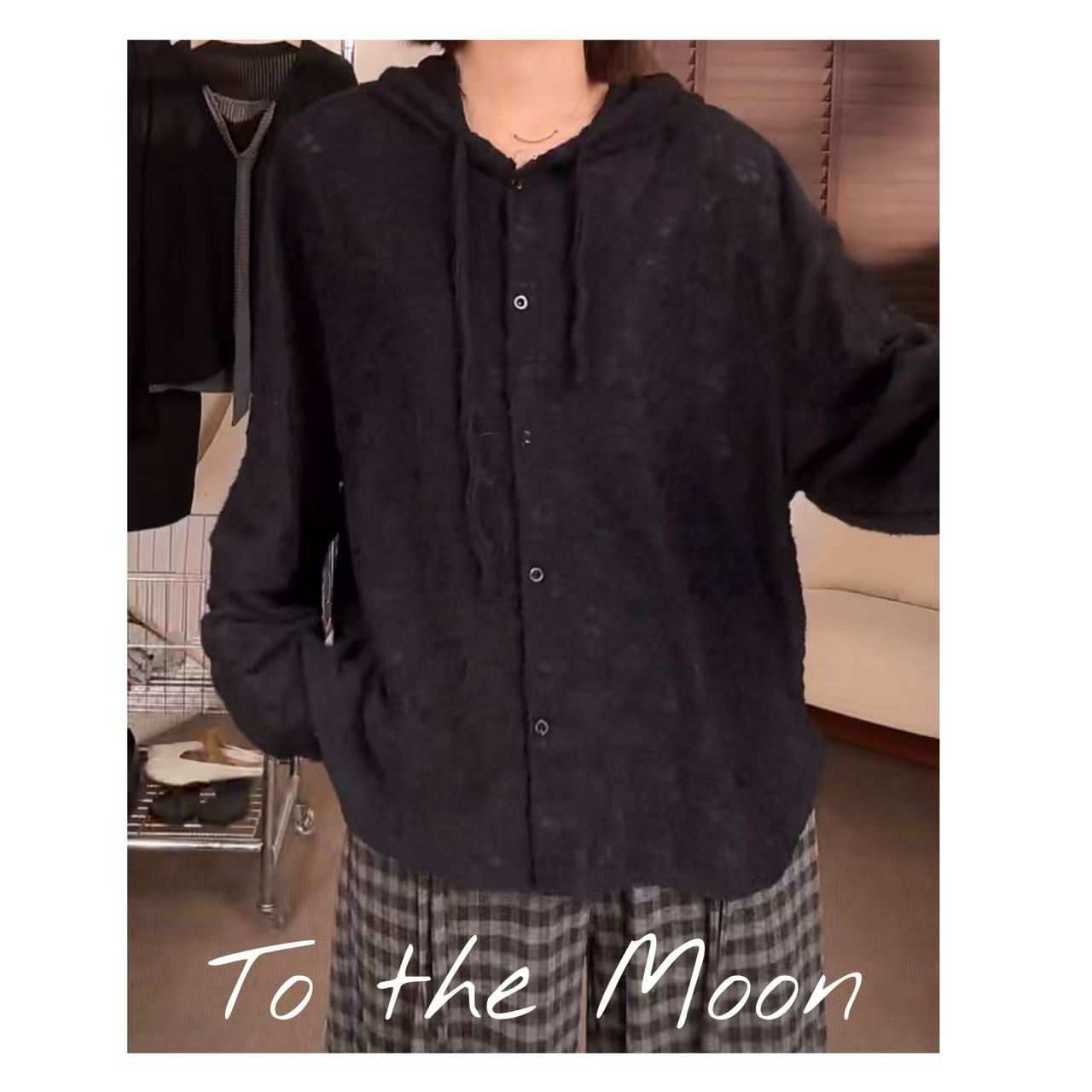 Core 原创【长住广寒宫】蕾丝连帽针织开衫衫宽松休闲时尚设计感