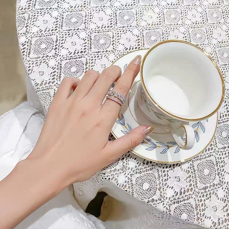 合金戒指 [385]高级感气质轻奢双层满镶钻网红排钻ins韩国女戒指